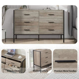 Wood Dresser with 6 Drawers, Wooden Storage Closet for Bedroom, Solid Clothes Cabinet with Sturdy W1820P145379