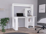 Writing Computer Desk with Storage Shelves and Hutch, White B097132999