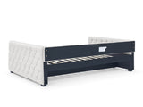 Daybed with Trundle Upholstered Tufted Sofa Bed, with Button and Copper Nail on Square Arms,Full 40537280