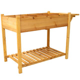 8 Pockets Horticulture Raised Garden Bed Elevated Wood Planter Box Stand with Foldable Side Table W465P189516