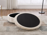 31.5"W Upholstered Round Ottoman With Reversible Lid, Velvet Storage Stool, Channel Tufted W3118P272635