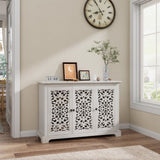 Antique Sideboard Storage, Vintage Accent, 3 carving Doors Buffet Server Console W3123P278015
