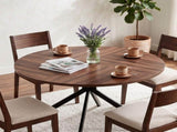 42" Round Dining Table for 4 Persons, Melamine MDF Tabletop & Black Metal Cross Legs, Walnut 95546707