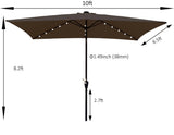10 x 6.5t Rectangular Patio Umbrella Solar LED Lighted Outdoor Market Table Waterproof Umbrellas W65627944