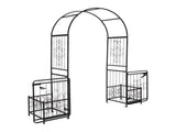 198.5*50*219cm Courtyard Arc Top With Door With Planting Frame Iron Art Iron Arch Black 02242955