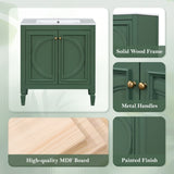 30" Bathroom Vanity with Sink, Two Doors with Shelf, Soft Close Door Hinges, Vintage Style, Green N759P226000F