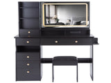 41" Large Size Left Drawer Desktop Vanity TableCushioned Stool Dresser Set, 2 AC2 USB Power W936P230829