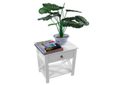 Nightstand Modern End Table, Side Table with 1 Drawer and Storage Shelf, White 06395973