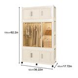 ZNTS Portable Wardrobe Closet Storage Organizer for Clothes,Clothes Dresser,9 Magnetic Doors-9 Cubes & 1 76833368