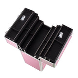 ZNTS 4 Tier Lockable Cosmetic Makeup Train Case with Extendable Trays Pink 80010757