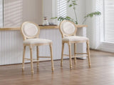 French Country 30'' Height Bar Chairs Set of 2, Upholstered Chairs with Round Back, Wire drawing and W3426P324576