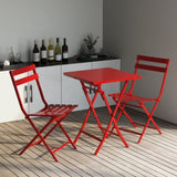 ZNTS 3 Piece Patio Bistro Set of Foldable Square Table and Chairs, Red W1586P143186