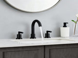 Bathroom Faucet 2 Handle Matte Black Bathroom Faucet Widespread 3 Hole 360&deg Swivel Spout Modern T3177P412847