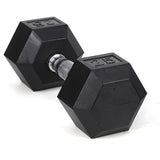 25LB HDRS Rubber Coated Solid Cast Iron Dumbbell with Contoured Chrome Handle, Hexagon 55414714