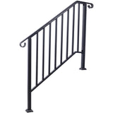 Handrails for Outdoor Steps, Fit 3 or 4 Steps Outdoor Stair Railing, Picket3 Wrought Iron Handrail, W465124224