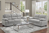 Plush Seating Comfortable Loveseat 1pc Gray Textured Fabric Channel Tufting Solid Wood Frame Modern B011P214024
