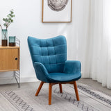 ZNTS Leiria Contemporary Silky Velvet Tufted Accent Chair with Ottoman, Blue T2574P164272