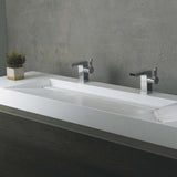 DAX Solid Surface Rectangular Double Bowl Top Mount Bathroom Basin B2702P227020