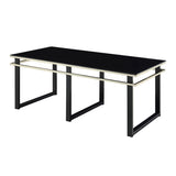 Black Coffee Table and End Tables Set Occasional 3pc Tables Tempered Glass Top Metal Frame Modern B011P297577