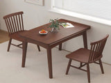 Foldable Extendable Dining Table, Solid Rubber Wood Kitchen Table with Drop Leaf, Mid-Century W3101P577357