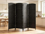 4 Panel Room Divider 70.9 Inch Tall Privacy Screen Portable Weave Partition Wall for Bedroom Coffee 97235100