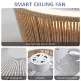 (Same as W1340137055/L10003) Bohemian style LED Dimmable Ceiling Light With Built-In Fan - Remote W1340P209774