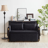 MH 54" Modern Convertible Sofa Bed with 2 Detachable Arm Pockets, Velvet Loveseat Sofa with Pull Out W1193P254888