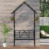 Metal Garden with Bench Turned into Flower Stand W58.07*H97.24 Climbing Plants Support Rose 04163726