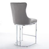 26" Counter Height Bar Stools Set of 2, Modern Velvet Barstools with Button Back&Rivet Trim W1143112577