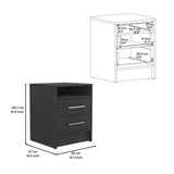 Nightstand 23.6" H, with 2 Drawers and 1 Shelf, Black B097P250851