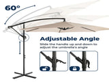 10FT Offset Patio Umbrella Cantilever Banana Umbrella with Crank Tilt Cross Base Khaki 57103469