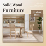 French Country Dining Chairs Set of 2, Upholstered Chairs with Nature Rattan Square Back, Wire W3426P324535