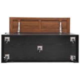 K&K 53'' Farmhouse Island with Two Tempered Glass Cabinet Doors, Power Outlet, Rolling N707P263637B