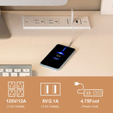 White Computer Desk with 4-in-1 Socket, the Desk with 3 Slide Drawers and 4 Storage Levels, the 04862487