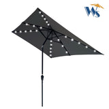 10 x 6.5t Rectangular Patio Solar LED Lighted Outdoor Umbrellas with Crank and Push Button Tilt for W65638624