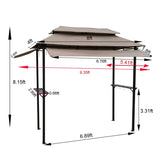 ZNTS 8x4ft Grill Gazebo,metal gazebo with Soft Top Canopy and Steel Frame with hook and Bar W65642413