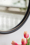 19.5" in Handsome Cleveland Mirror with Rope Strap Contemporary Design Circle Mirror with Grey Round W2078124346