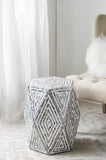 16x14x18" Hexagon Garden Stools, Unique Capiz Accent Side Table, Black/White W2078P290103