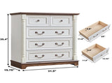 Farmhouse Style 5 Drawer Dresser Chest with Base Wooden Rustic Chest of Drawers, Storage Dresser W2393P252363