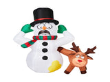 3.5FT Lighted Christmas Inflatable Decoration, Inflatable Snowman and Naughty Reindeer, Funny Blow 66447030