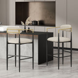 Barstools Set of 2, Counter Height Upholstered Bar Stools with Backs and Iron Legs for Kitchen N779P248198B