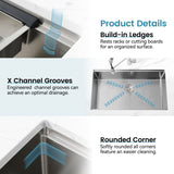 Kitchen Sink 33"x19" Multifunctional undermount Flying Rain Waterfall S304 Stainless Steel Handmade T3177P286047
