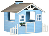 Wooden Outdoor Playhouse for Kids, with Flower Pot Holders, Door, Windows & Service Window for Ages 08532742
