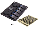 Quality 5 Gang On-Off LED Waterproof Circuit Rocker Toggle Switch Panel 2USB 26908959