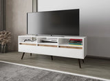 White and Natural Oak TV Stand with 3 Drawers and 3 Shelves B062P290223