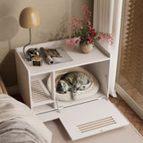 White Cat Litter Box Enclosure,Hidden Litter Box Furniture with top side fence,Wooden Pet House Side W3166P266380
