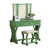 Unique Modern Bedroom Set w Stool Foldable Mirror Drawers Apple Green Color MDF Veneer 1pc B011111841