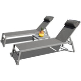 Patio Chaise Lounge Set, 3 Pieces Aluminum Adjustable Pool Lounge Chairs Textilene Sunbathing W1859109862