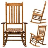 ZNTS 68.5*86*115CM Square Wooden Rocking Chair Wavy Backboard Original Color 82239638