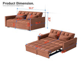 Corduroy Double Sleeper Sofa With Pull-Out Bed, 2 Pillows & Side Storage Pocket 16204161